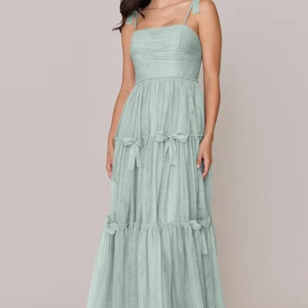 Revelry Sage Green Tulle Bridesmaids Dress
